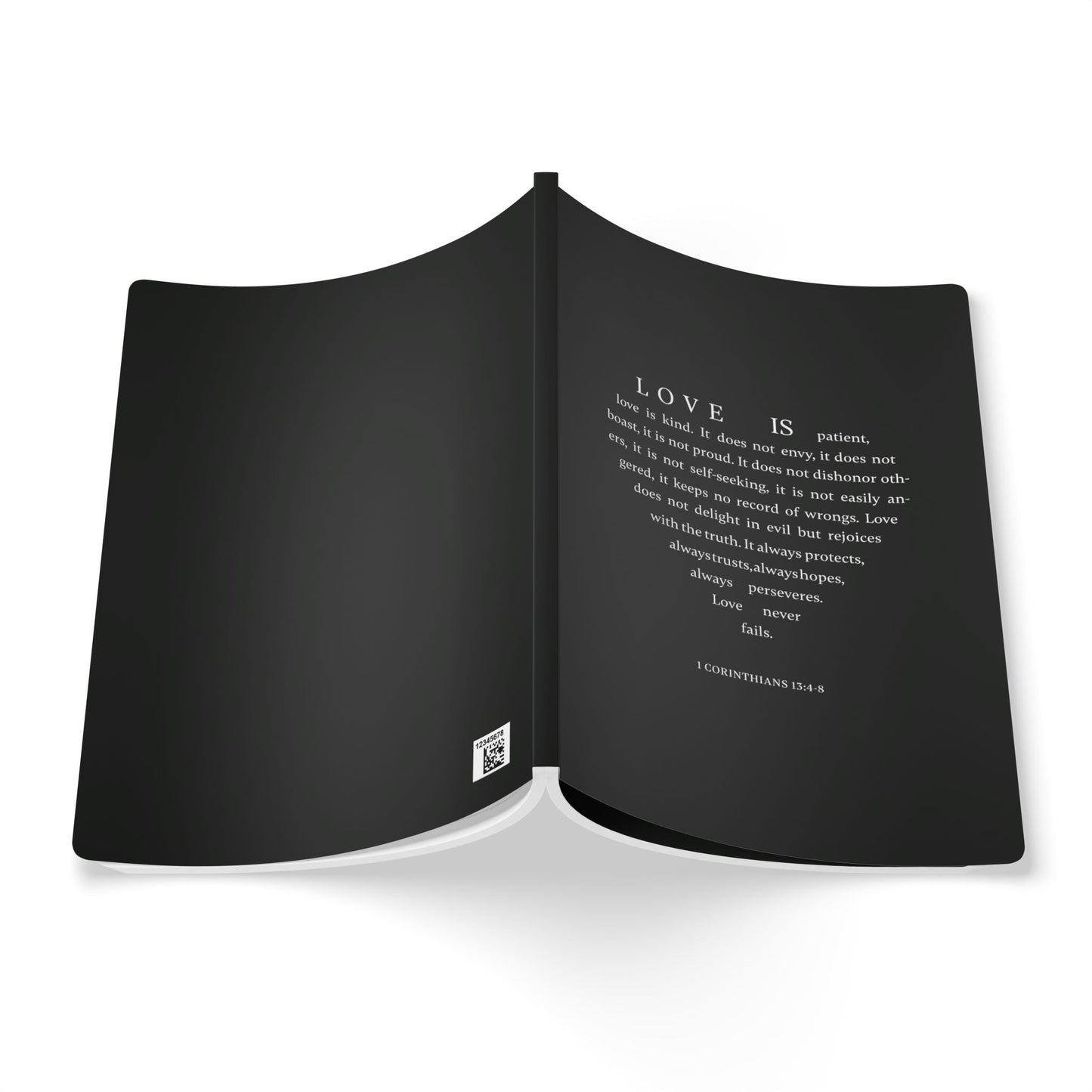1 Corinthians 13:4-8 Soft Cover Soft Black Journal