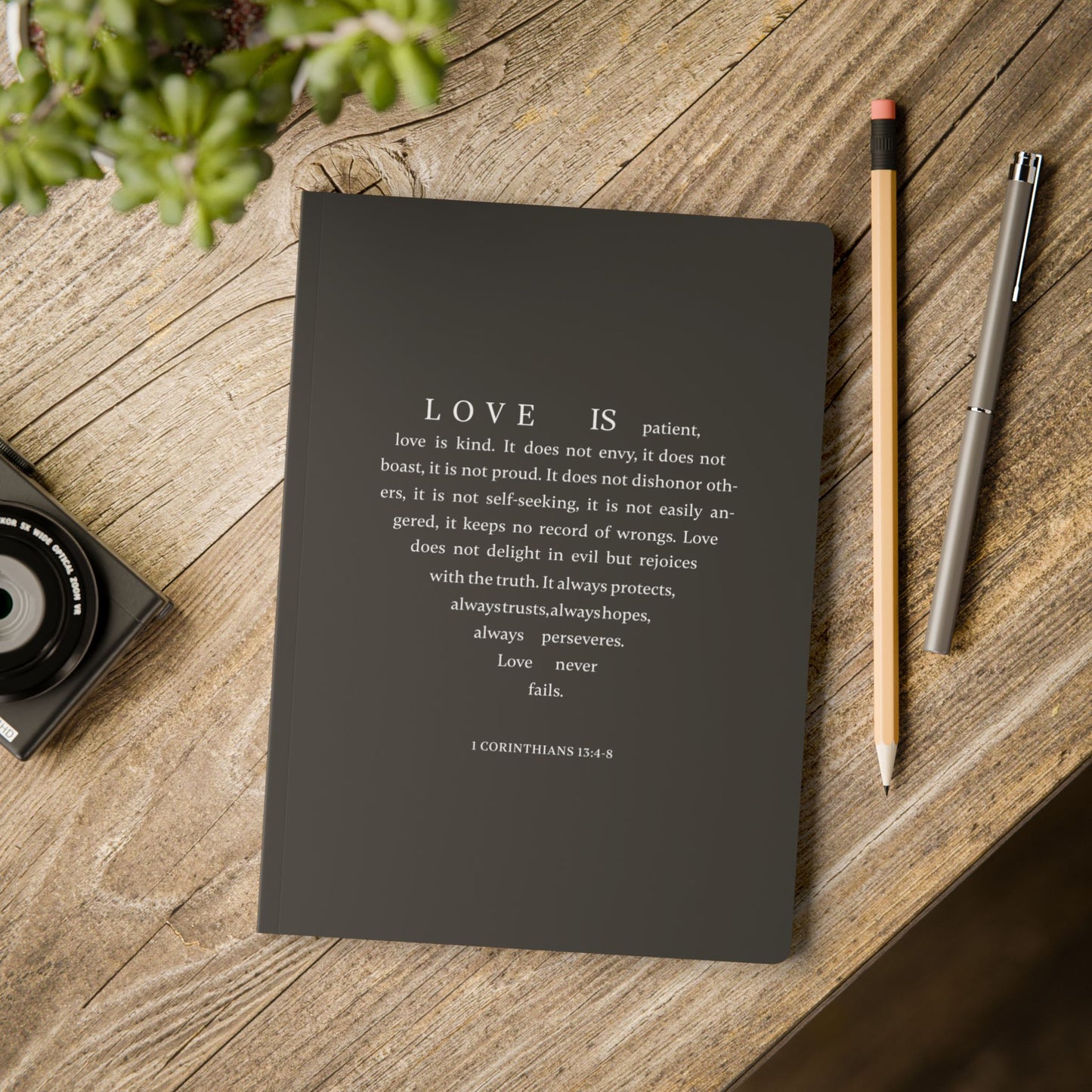 1 Corinthians 13:4-8 Soft Cover Soft Black Journal
