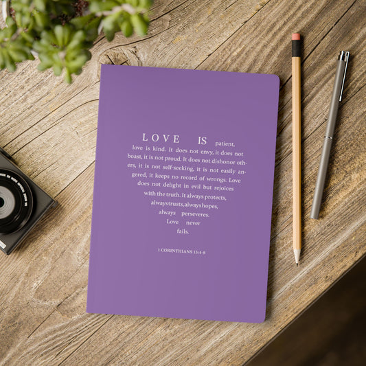 1 Corinthians 13:4-8 Soft Cover Light Purple Journal