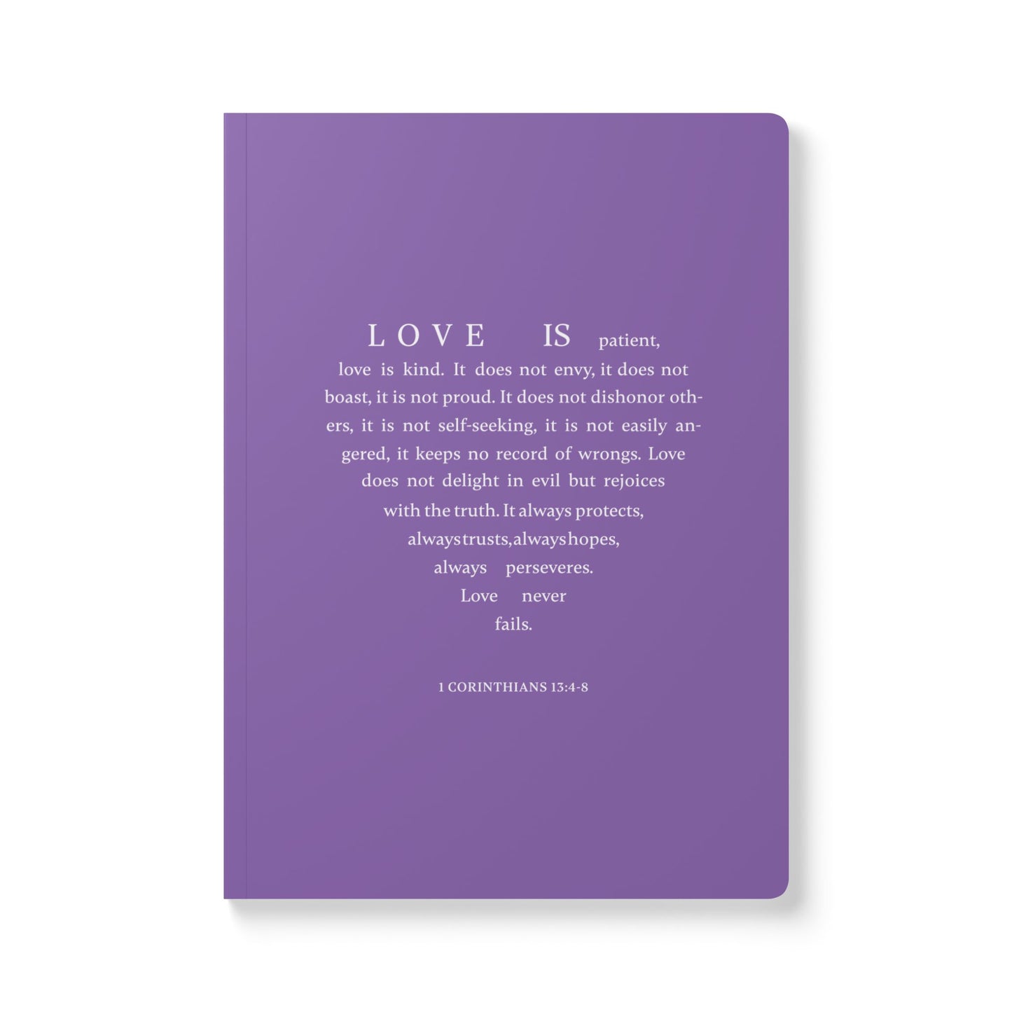 1 Corinthians 13:4-8 Soft Cover Light Purple Journal