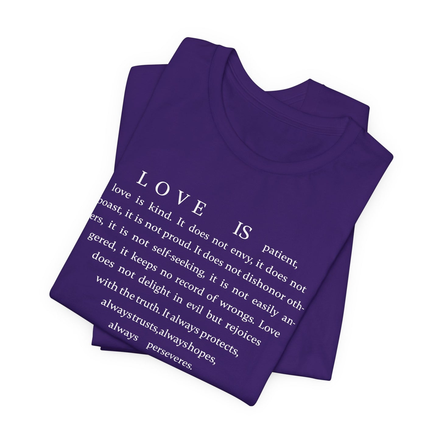 1 Corinthians 13:4-8 Tshirt — Bella Canvas 3001 Soft Cotton Crew