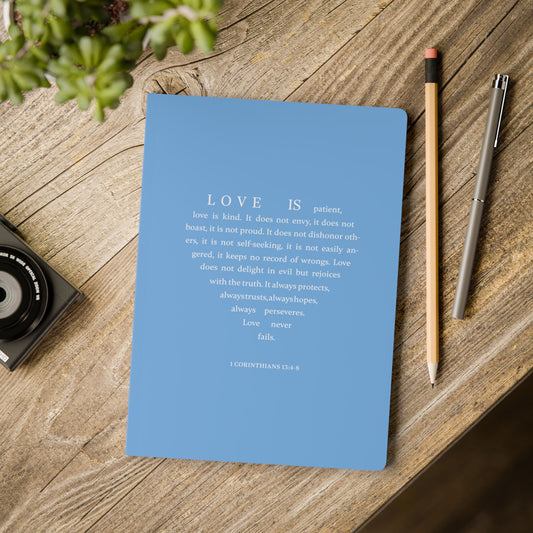 1 Corinthians 13:4-8 Soft Cover Light Blue Journal